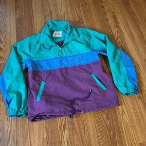 Ashley Colorful Women’s Colorblock Windbreaker Jacket Vintage Size S